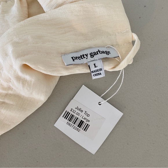 Resortwear Off-White Cream Off the Cold Shoulder Ruffle Halter Crop Top Large - Picture 4 of 7